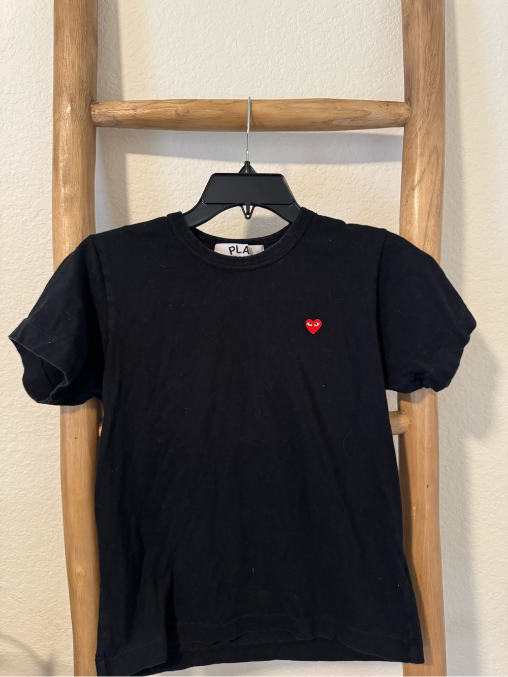 Comme des Garcons Black Kids Tee with Red Heart Logo